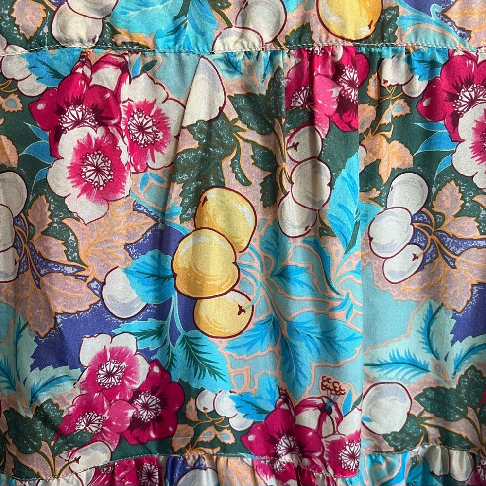 Sundance Printed Floral Silk Blouse Blue S‎ - Picture 5 of 6